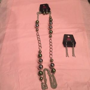 Money green necklace and matching earrings